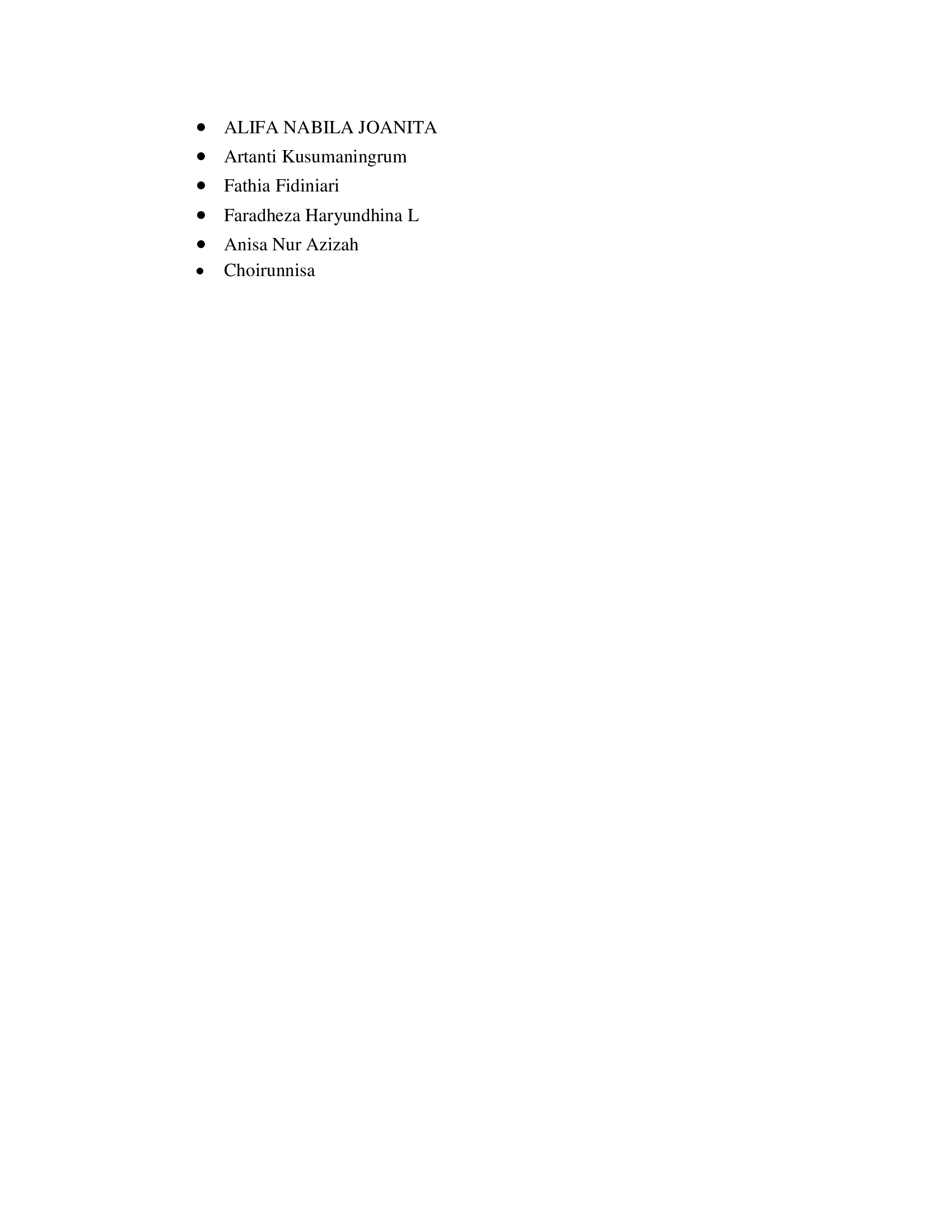 List yang mengumpulkan tugas-3
