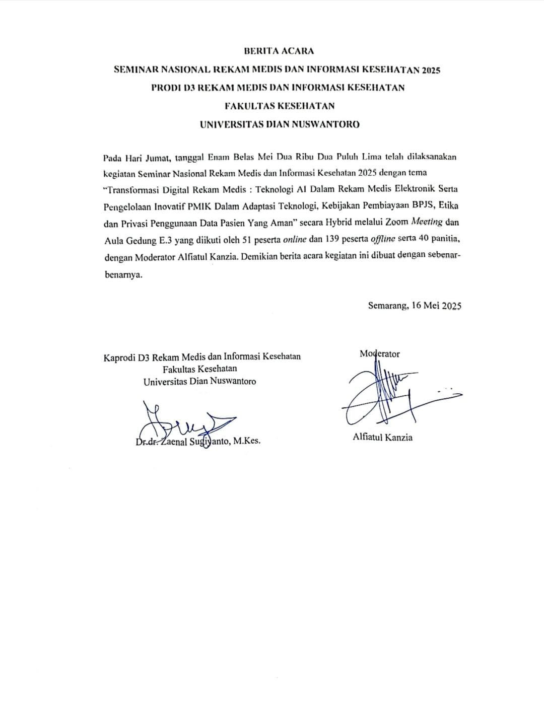 Berita Acara Moderator