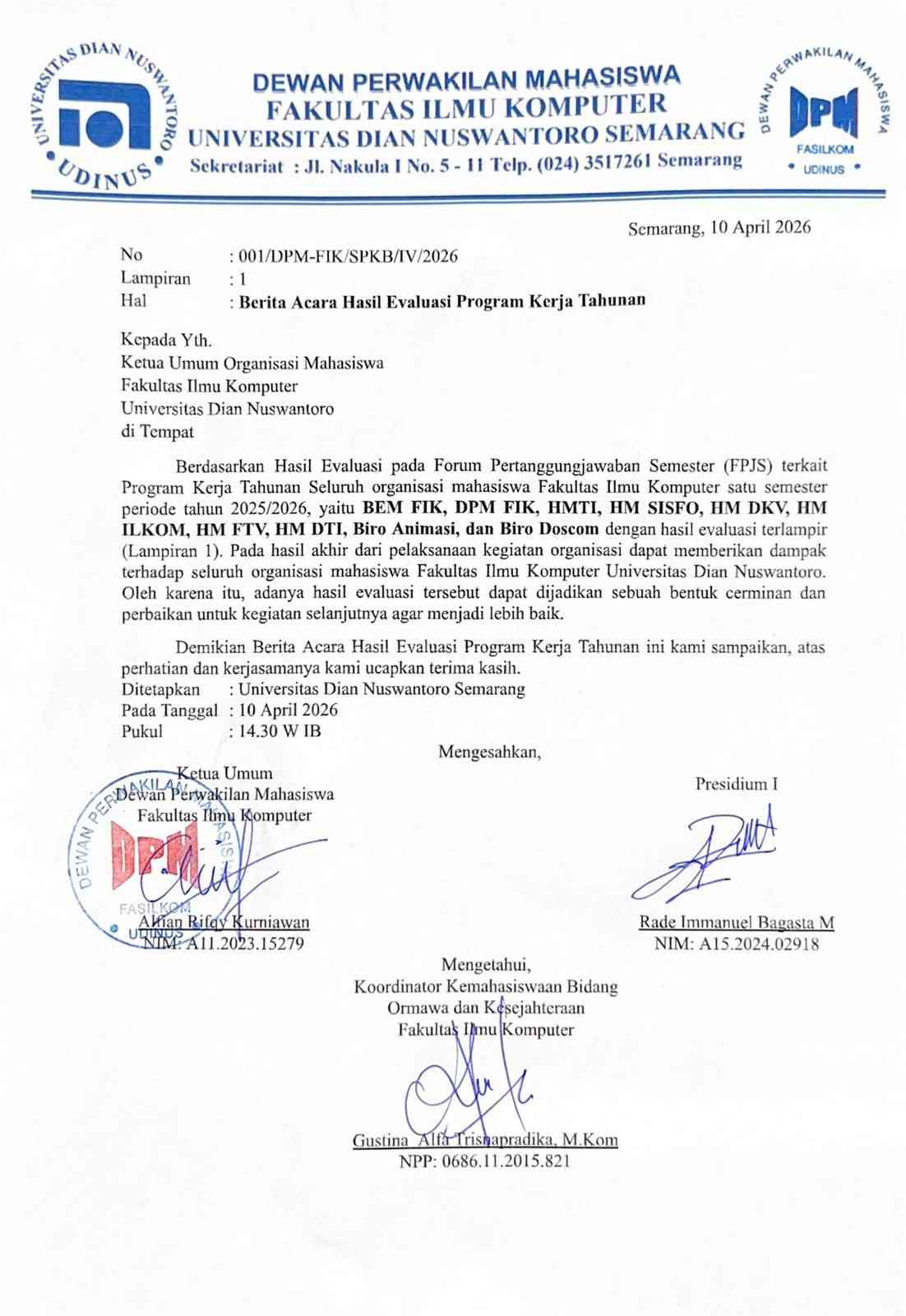 Pengesahan Berita Acara Hasil Evaluasi