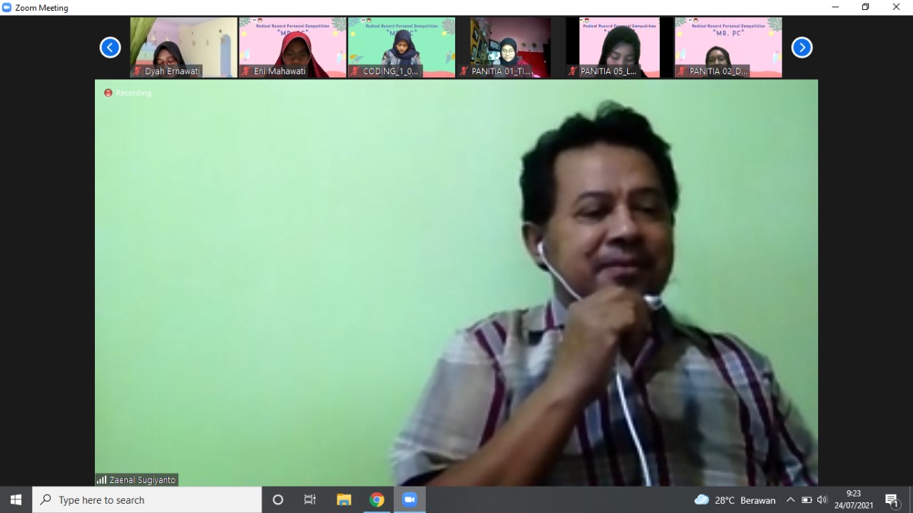 Sambutan Kaprodi D3 Rekam Medis dan Informasi Kesehatan oleh Bapak Dr.dr. Zaenal Sugiyanto, M.Kes